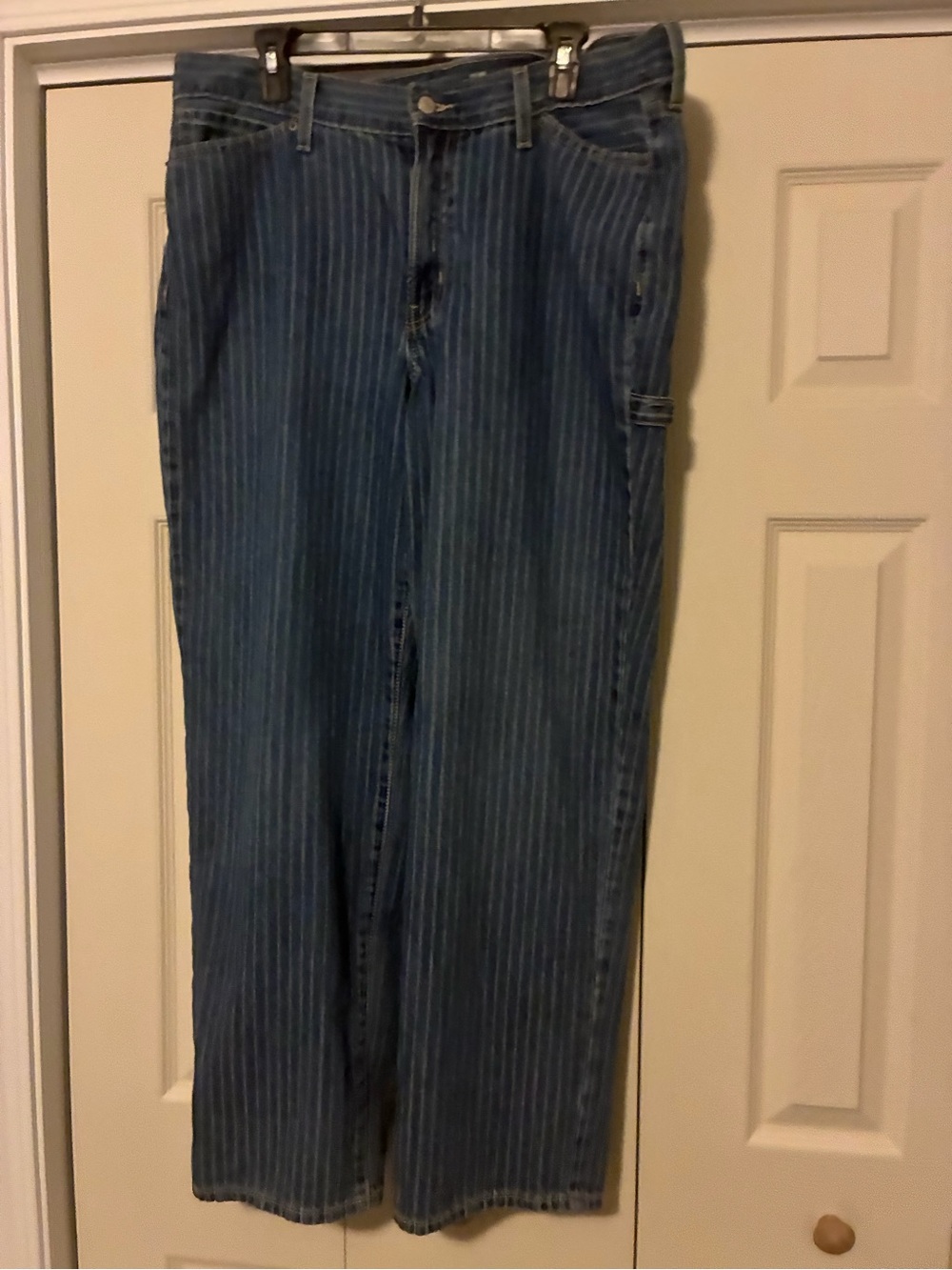 Old Navy Blue Pinstripe Wide-Leg Jeans